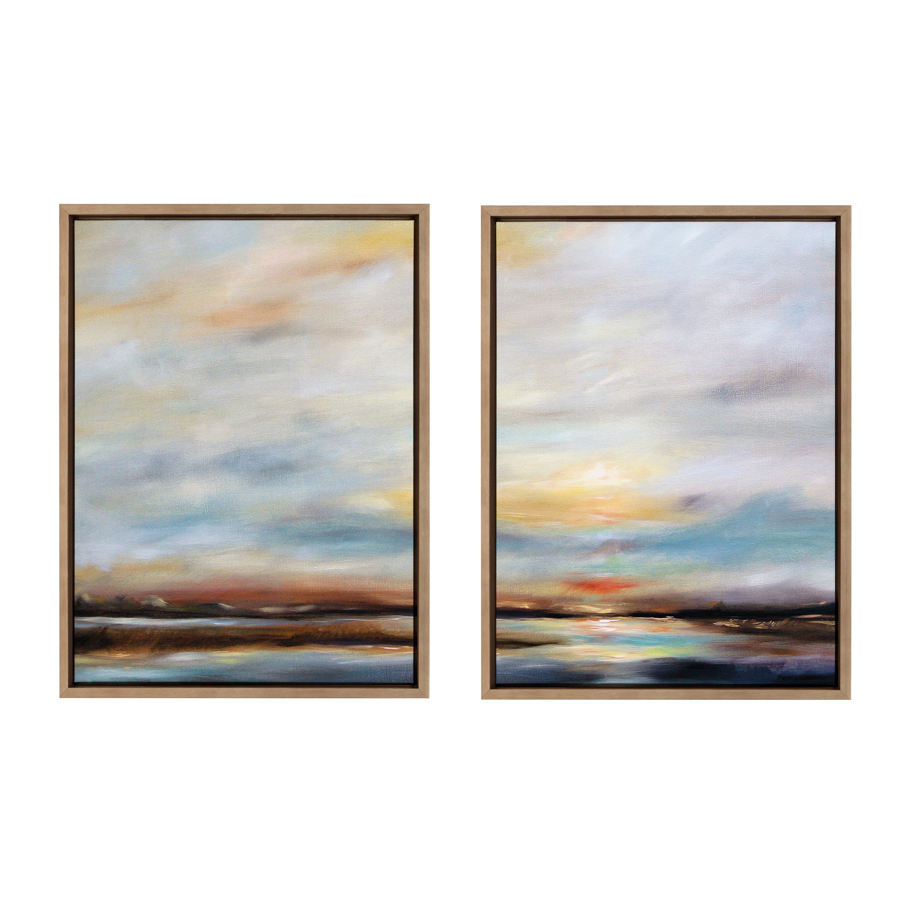 Sylvie Carolina Sunset Diptych Framed Canvas Art Set by Mary Sparrow