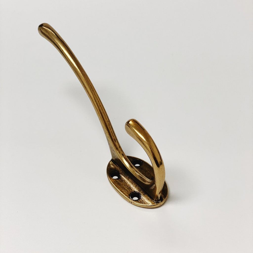 Antique Brass "Capri" Large Modern Wall Hat and Coat Hook