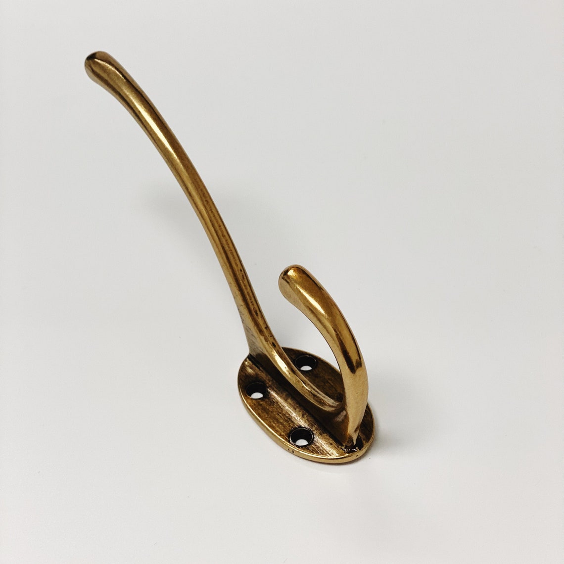 Antique Brass "Capri" Large Modern Wall Hat and Coat Hook