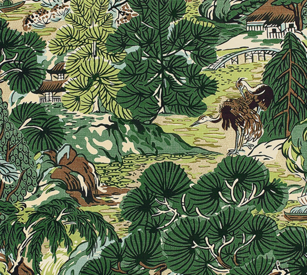 Pagoda Pillow Cover in Green + Brown, Thibaut Pillows