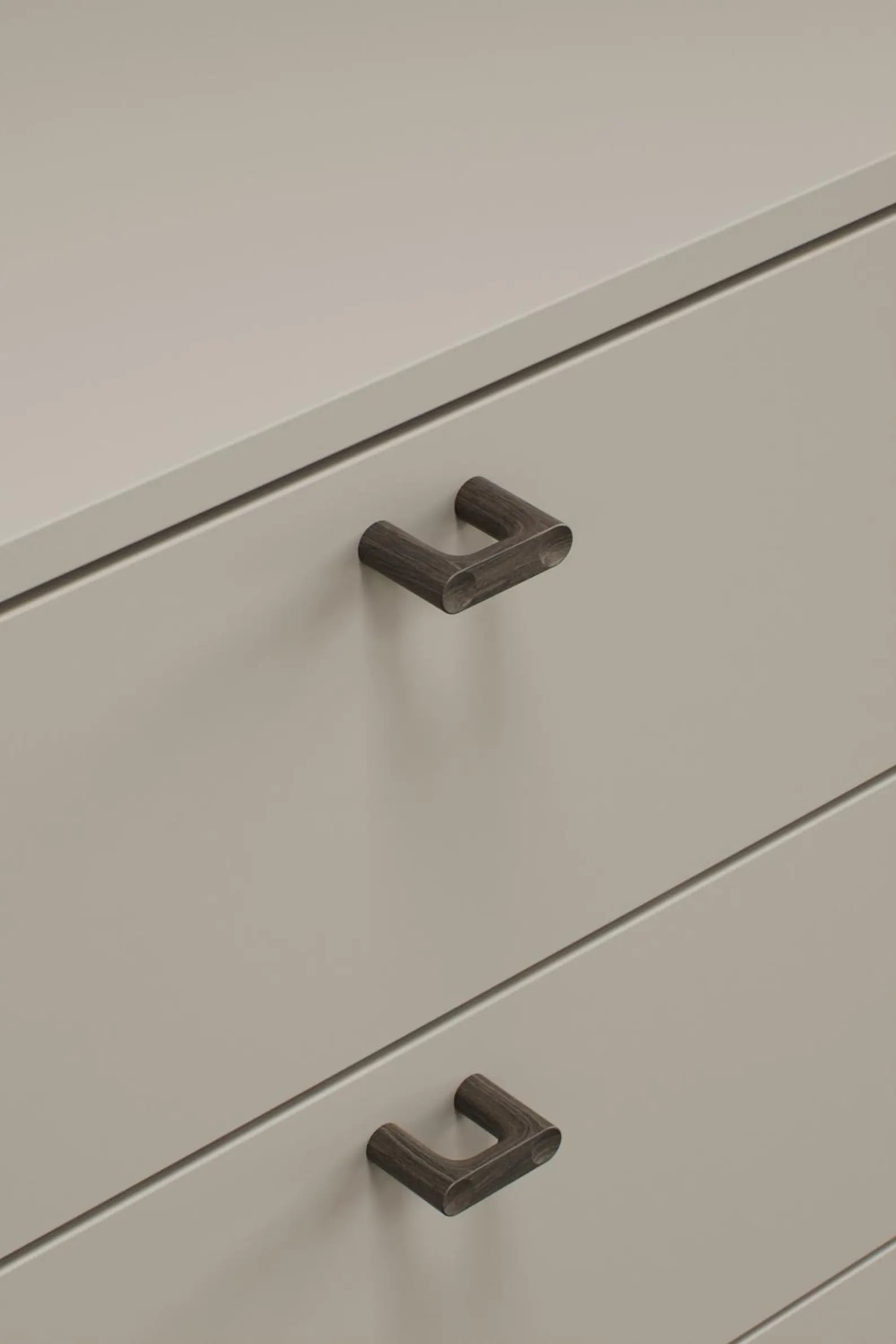 Dark Oak Lacquered Wood "Punto" Cabinet Knob and Drawer Pulls