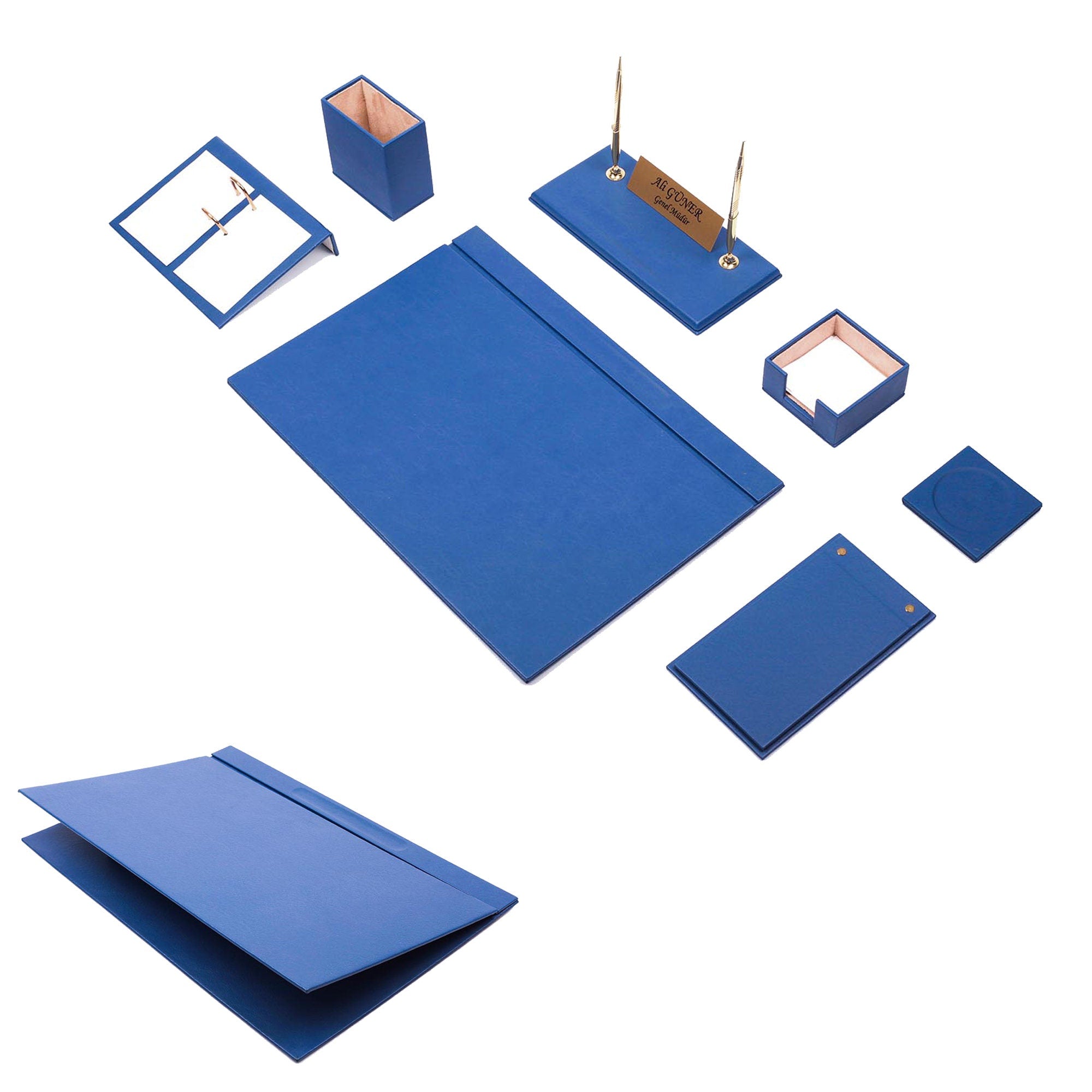MOOG Leather Desk Set -Orange - 9 PCS