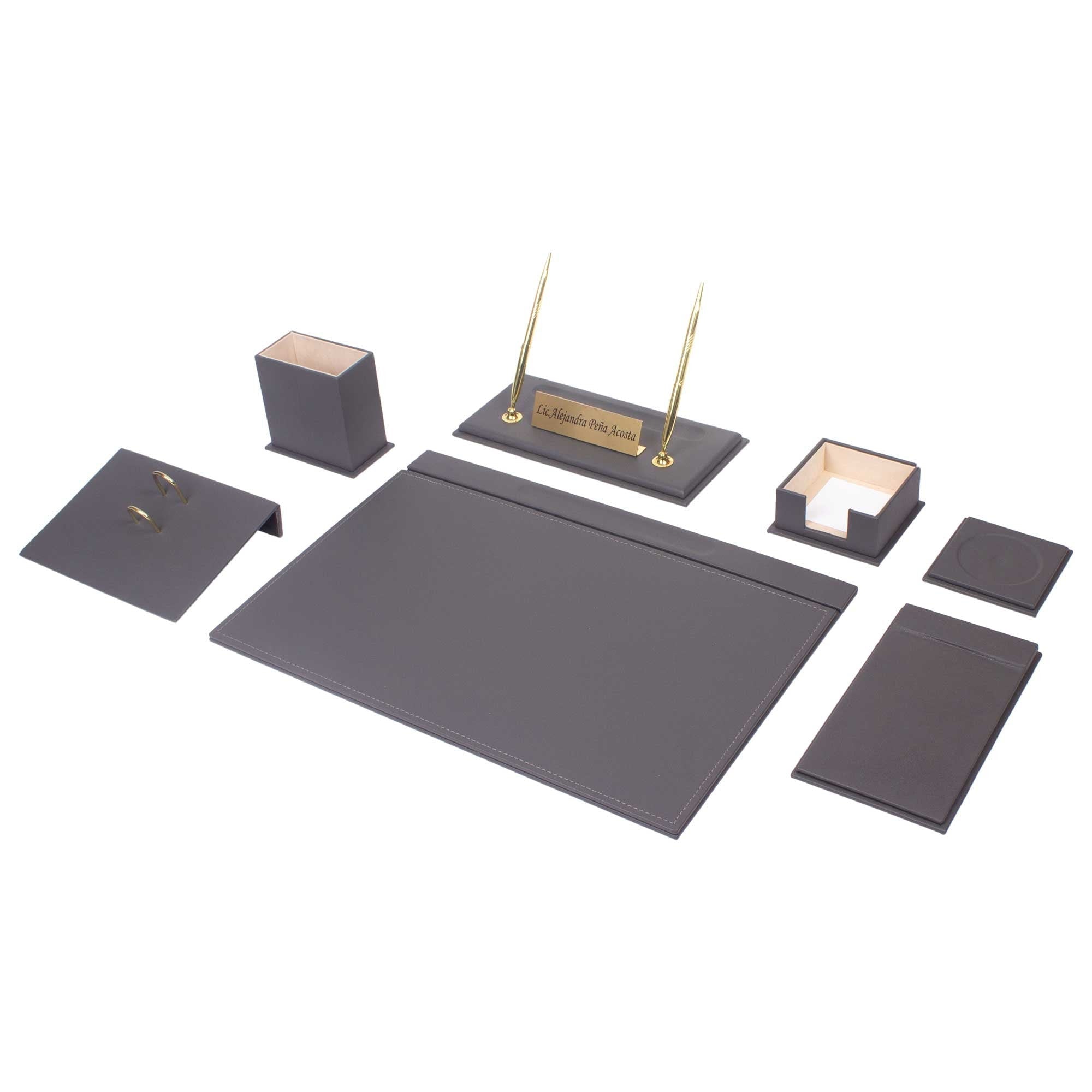 MOOG Leather Desk Set -Orange - 9 PCS