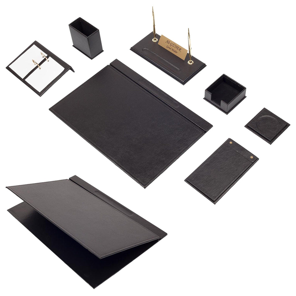 MOOG Leather Desk Set -Orange - 9 PCS