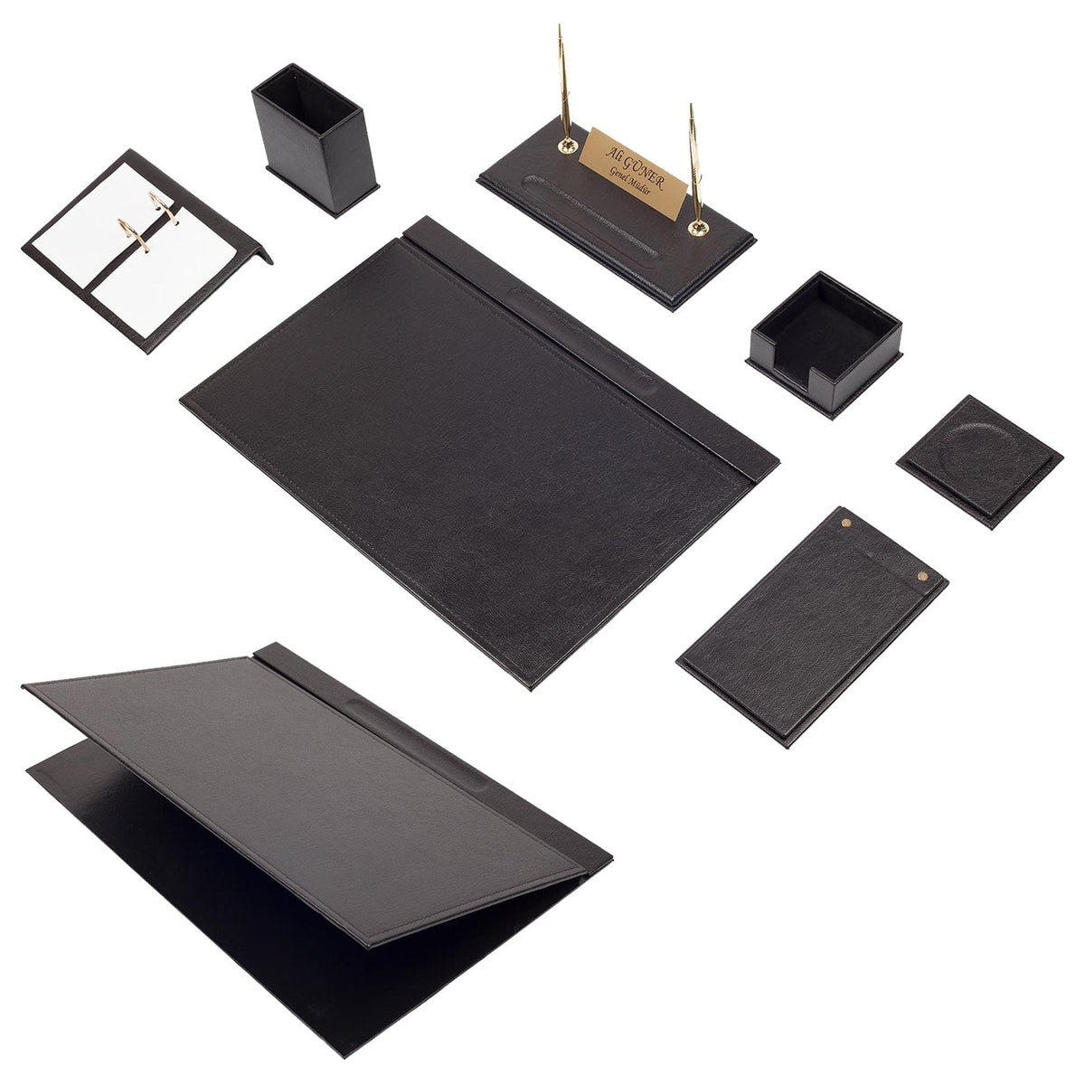 MOOG Leather Desk Set -Orange - 9 PCS