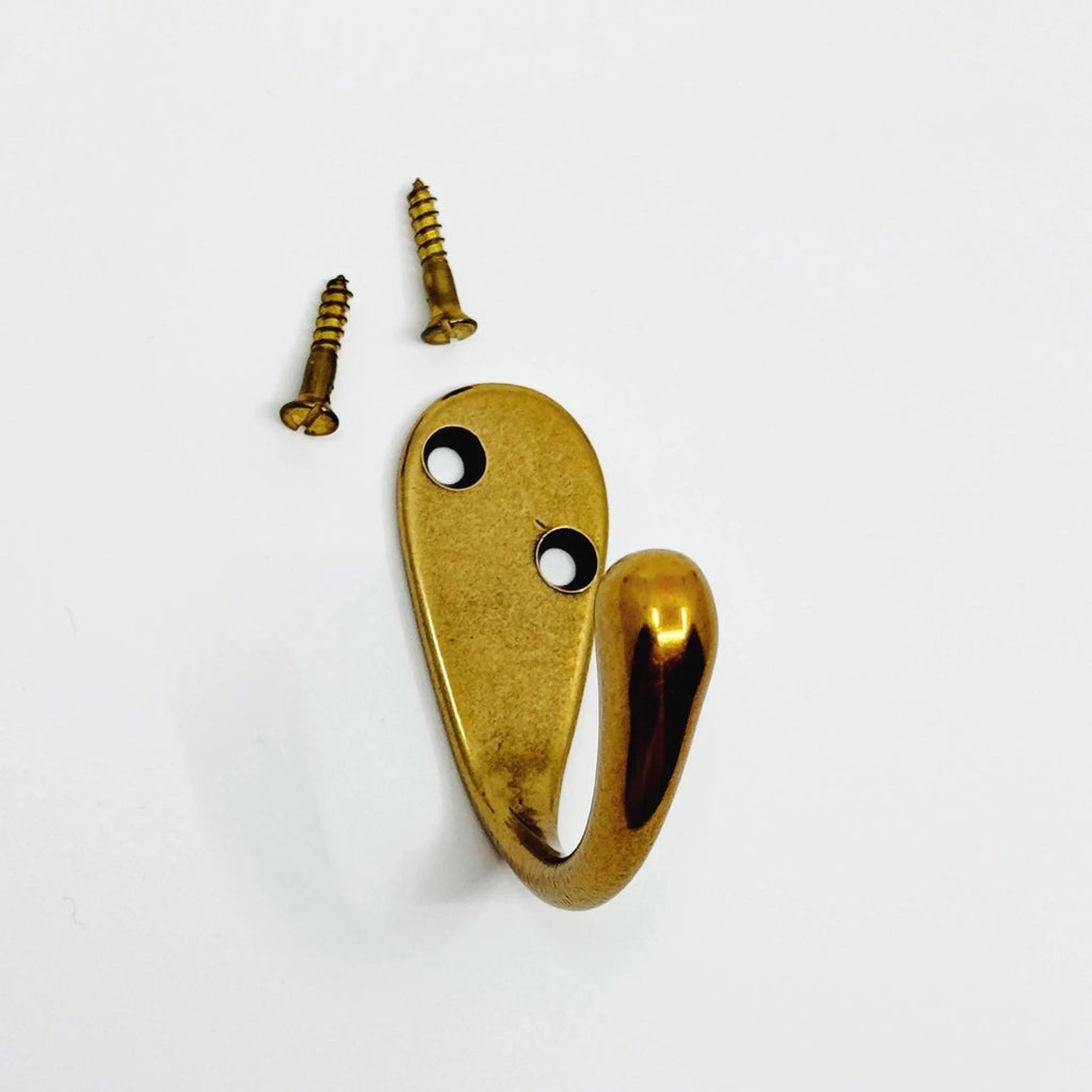 Antique Brass "Capri" Single Modern Wall Hat and Coat Hook