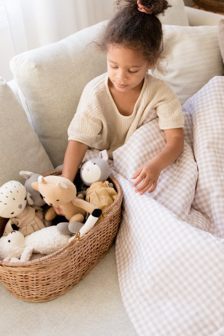 Beige Gingham Crib Quilted Blanket