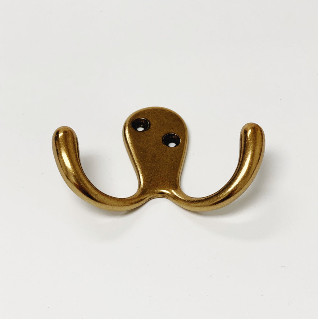 Antique Brass "Capri" Medium Modern Wall Hat and Coat Hook