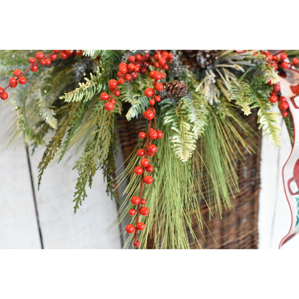 28" Faux Outdoor Red Berry Stem