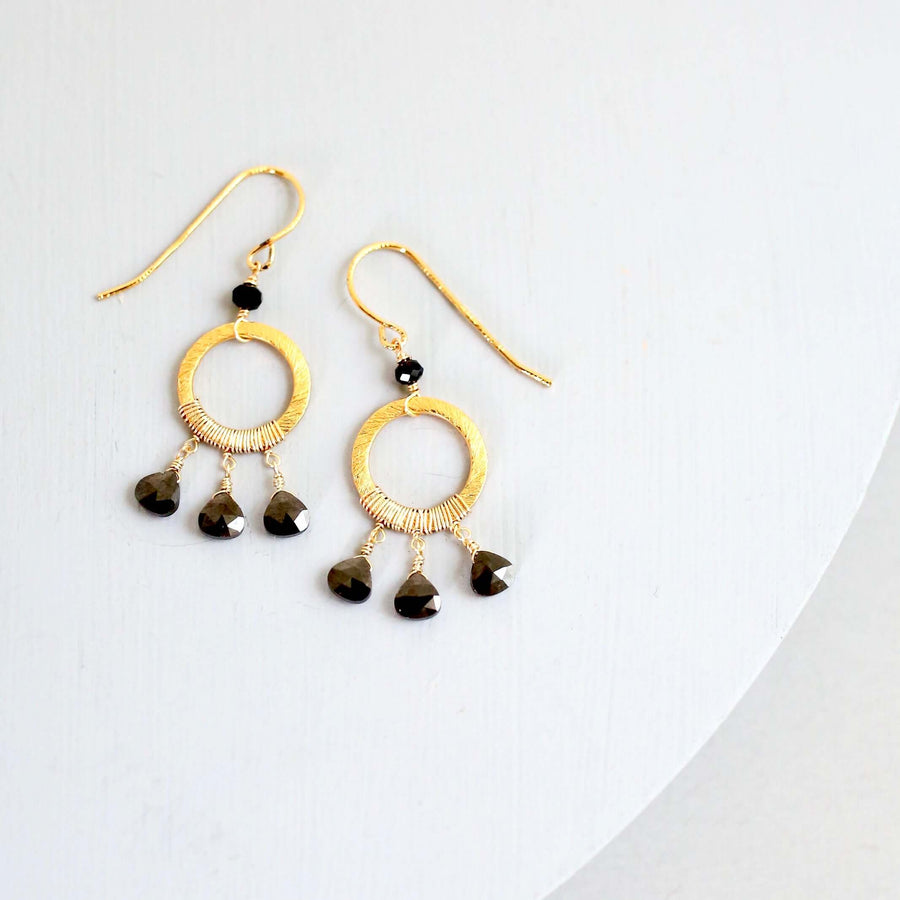 Black Spinel Mini Drop Earrings