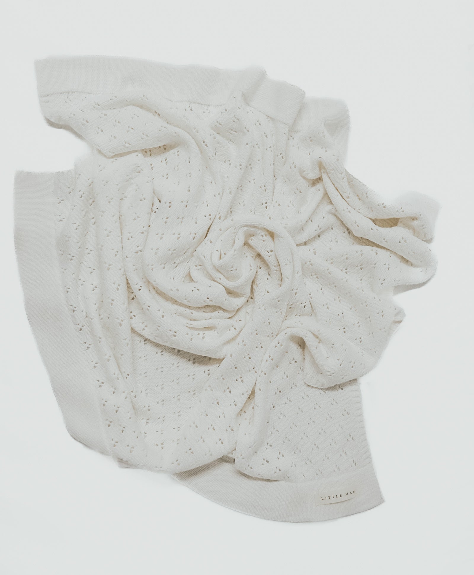 Vanilla White Pointelle Knit Blanket