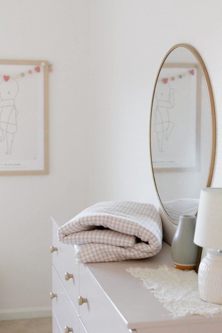 Beige Gingham Crib Quilted Blanket