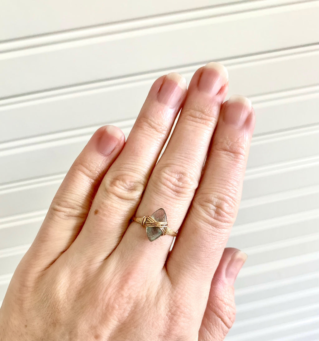 Labradorite Marquise Caged Ring