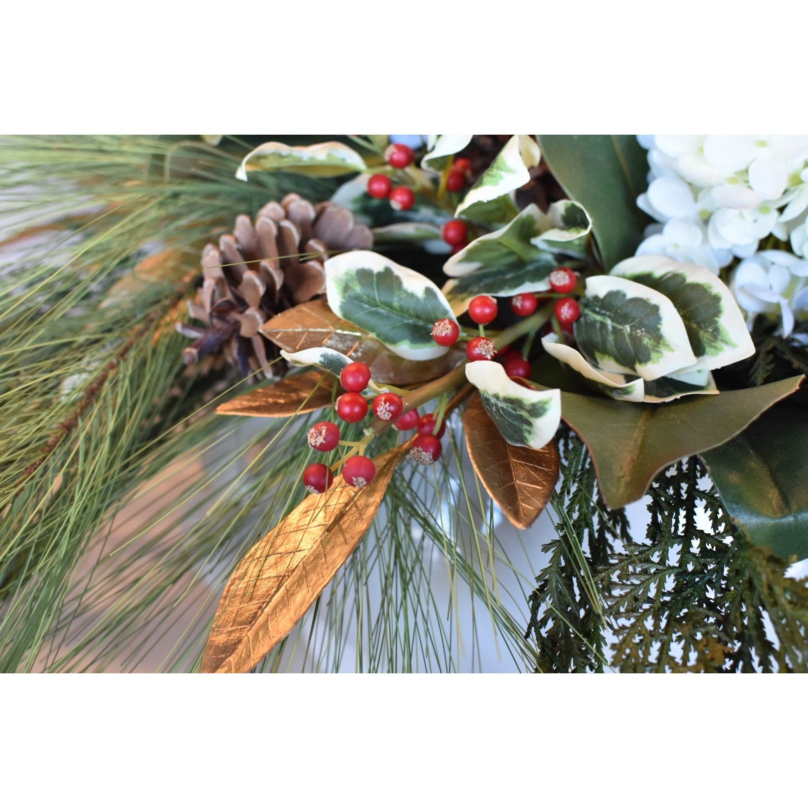 18" Variegated Faux Holly Stem