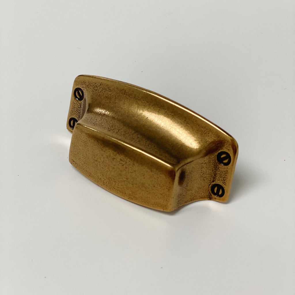 Drawer Cup Pull "Tuscany" in Antique Brass - Brass Cabinet Hardware
