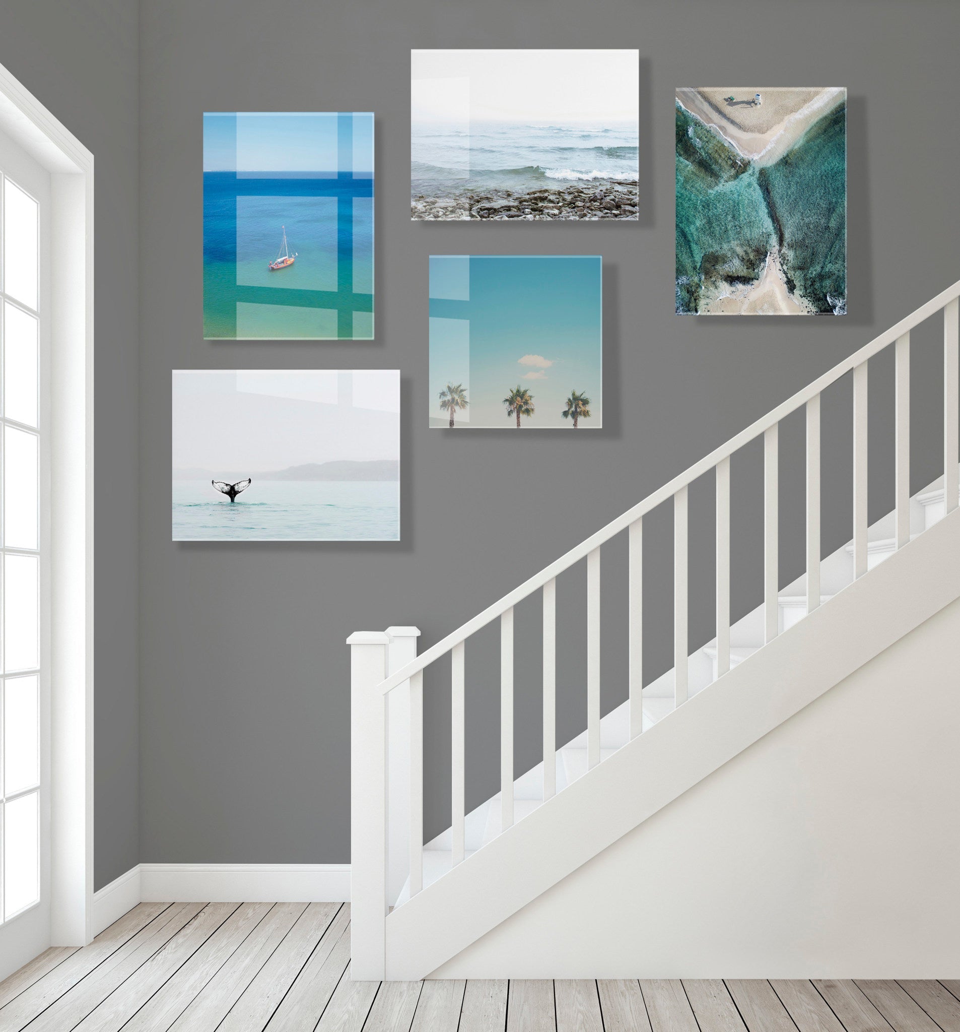 A Trio Of Palm Trees Floating Acrylic Art by Laura Evans