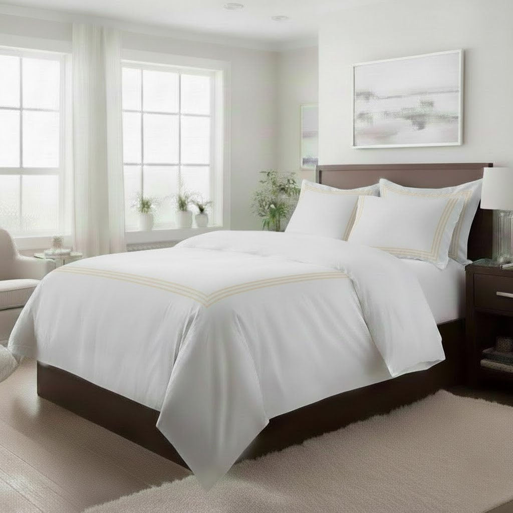 500TC Cotton Sateen Triple-Embroidery Duvet Cover Set