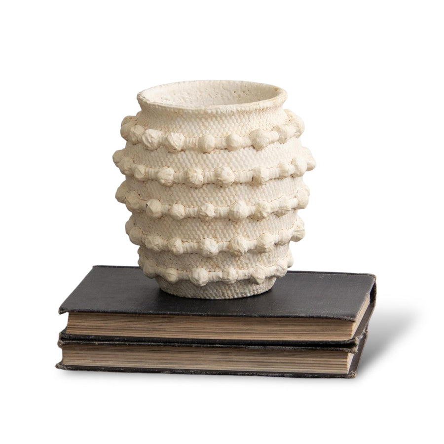 Ivory Textured Knot Cement Vase