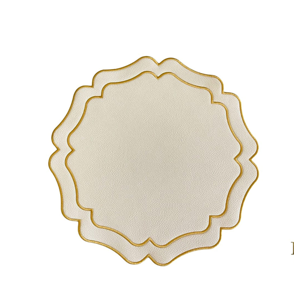 VISTA IVORY WAVY FAUX LEATHER PLACEMAT (Set Of 4)