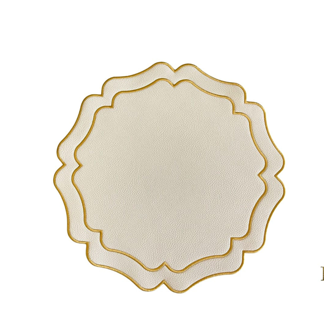 VISTA IVORY WAVY FAUX LEATHER PLACEMAT (Set Of 4)