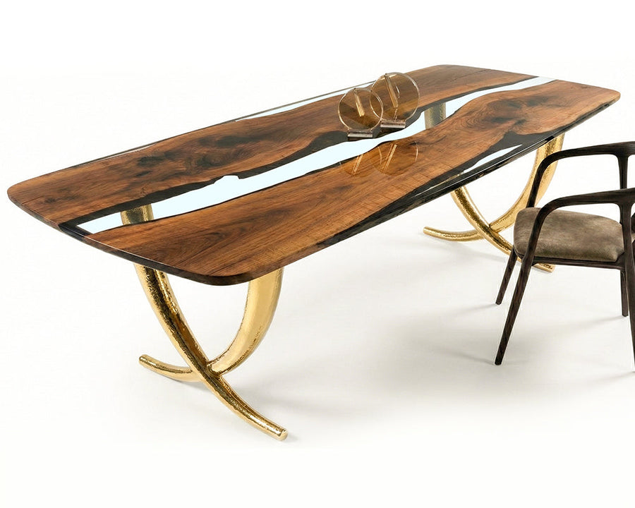 Ivory Sculptural Walnut & Epoxy Dining Table