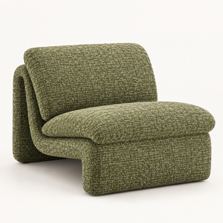 Jaeda sculptural lounge chair in olive on a clean warm-white background