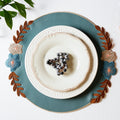 JASMINE BLUE ROUND FAUX LEATHER PLACEMAT (Set Of 4)