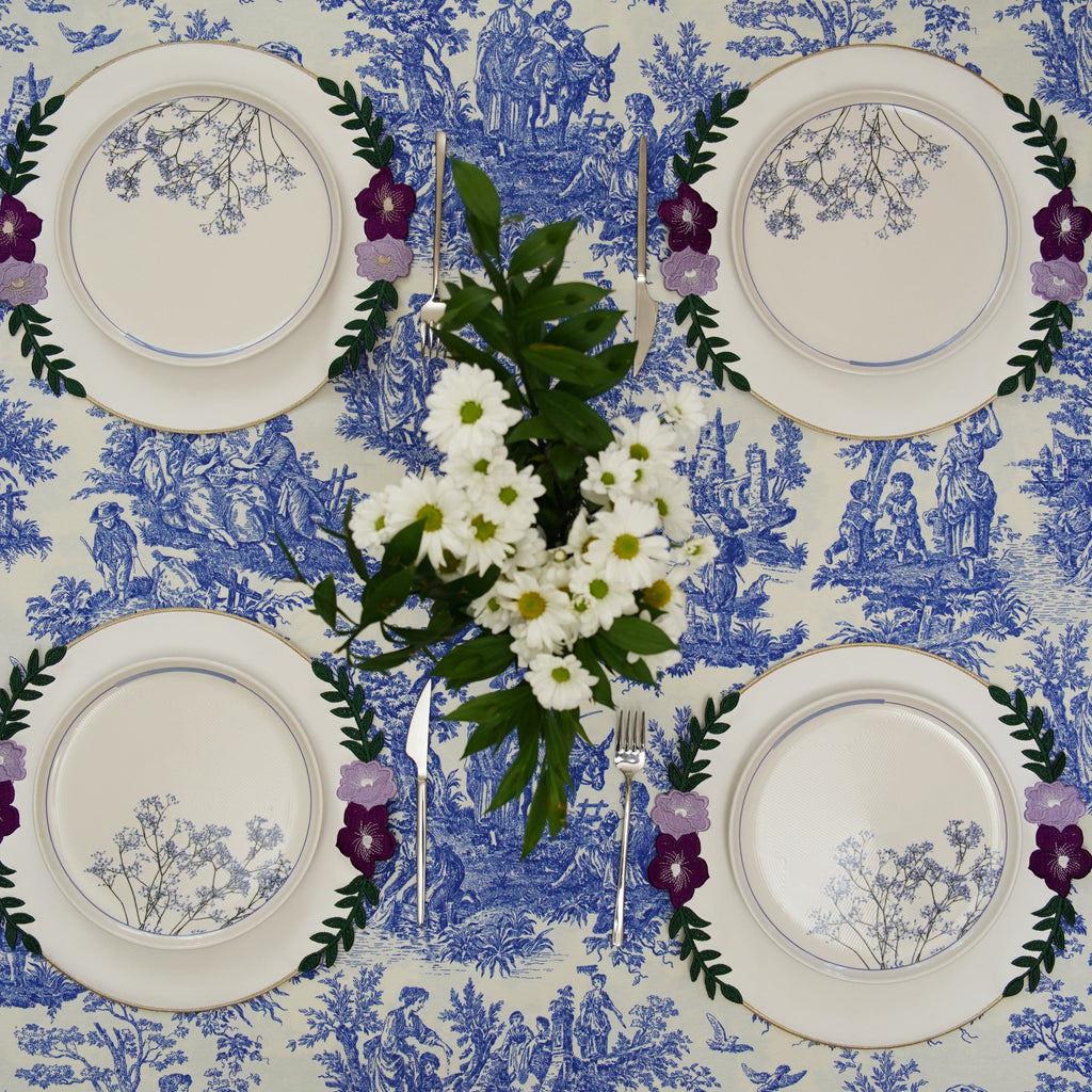 JASMINE WHITE ROUND FAUX LEATHER PLACEMAT (Set Of 4)