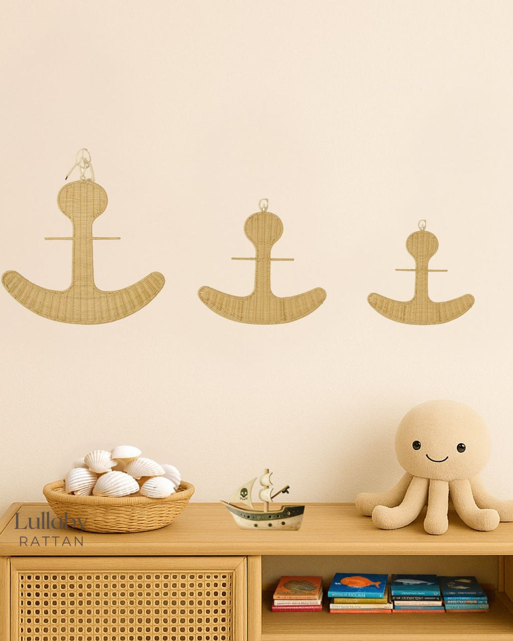 Natural Rattan Anchor Wall Decor