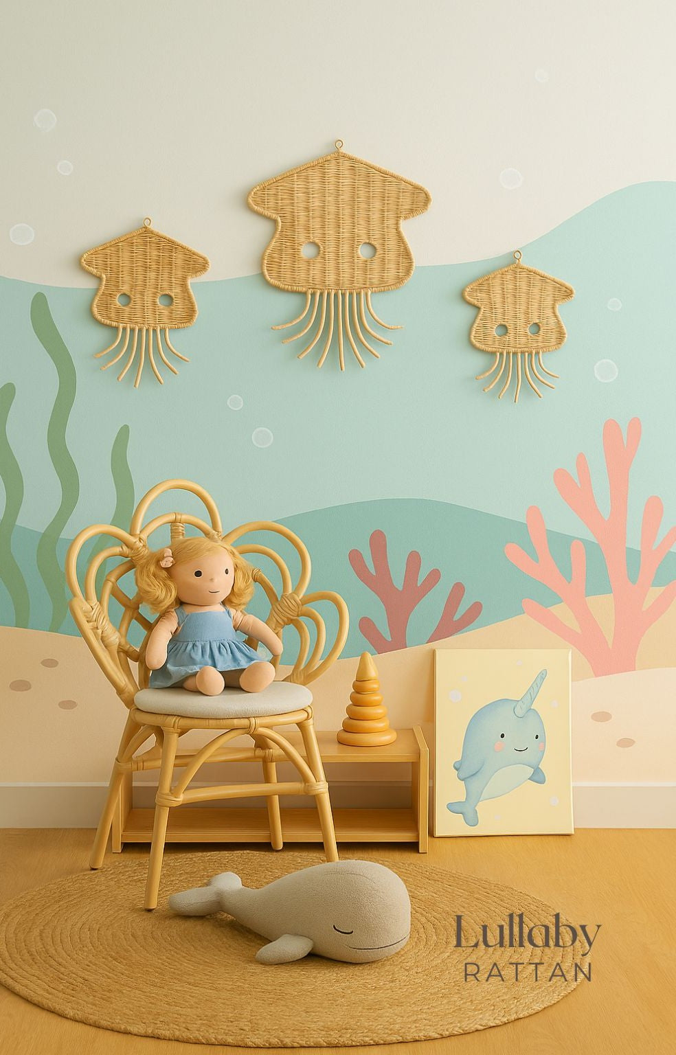 Rattan Jellyfish Wall Decor