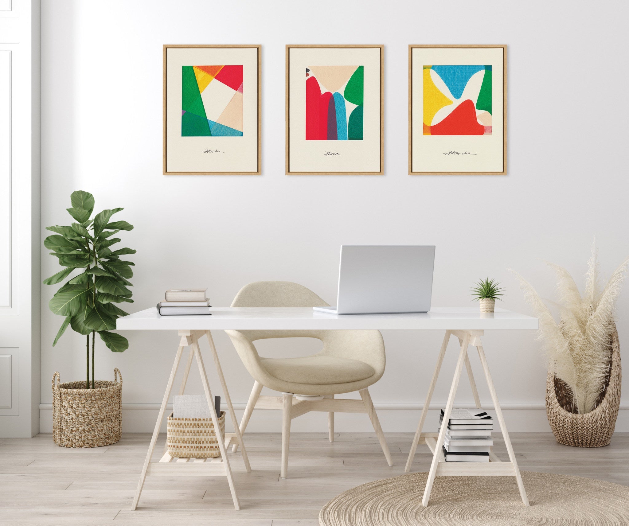 Sylvie Bright Modern Colorful Abstract Series Framed Canvas Art Set by Amber Vittoria