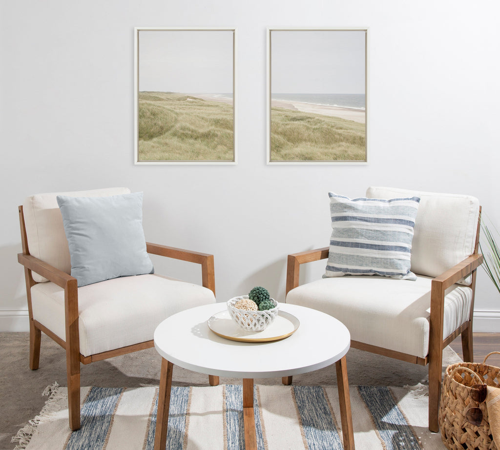Sylvie Peaceful and Serene Coastal Landscape Left and Right Framed Canvas Art Set by The Creative Bunch Studio