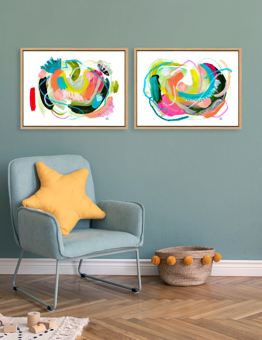 Sylvie Joy No 1 and 2 Framed Canvas Art Set by Erika Wynn
