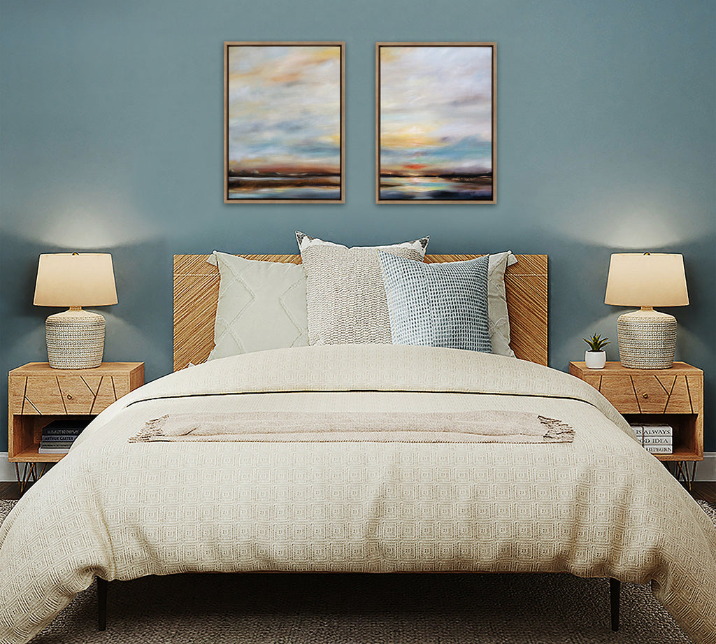 Sylvie Carolina Sunset Diptych Framed Canvas Art Set by Mary Sparrow