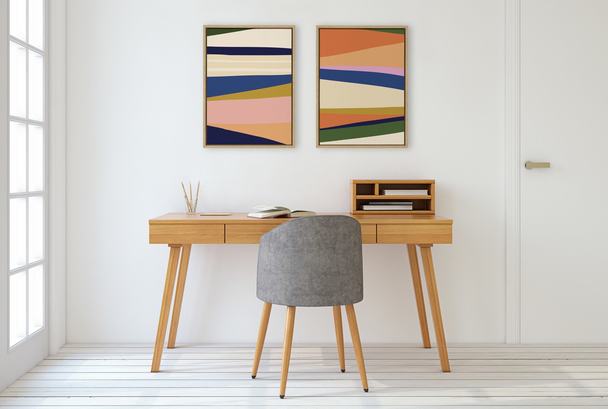 Sylvie Boho Max 1 and 2 Framed Canvas by The Creative Bunch Studio