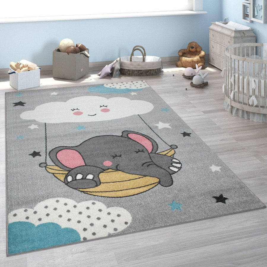 Nino Grey Elephant Nursery Rug