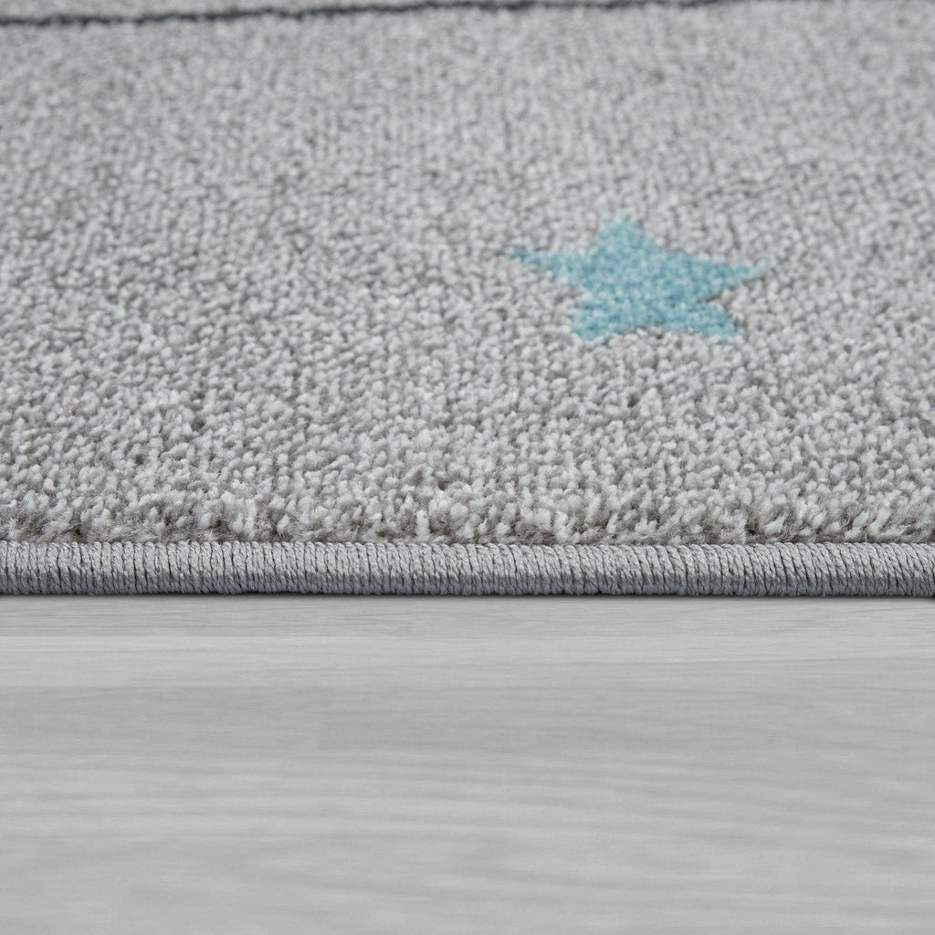 Kids Rug Nino Cute Elephant for Nursery in Grey