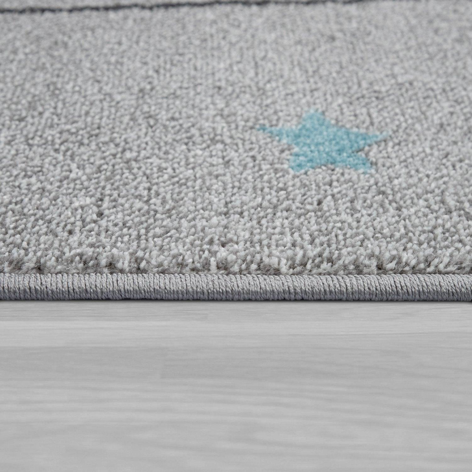 Kids Rug Nino Cute Elephant for Nursery in Grey