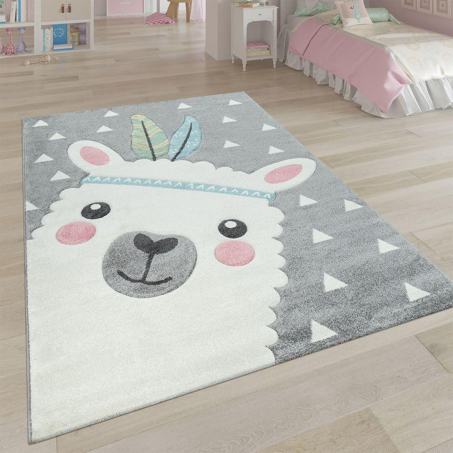 Alpaca Nursery Rug — Soft Grey