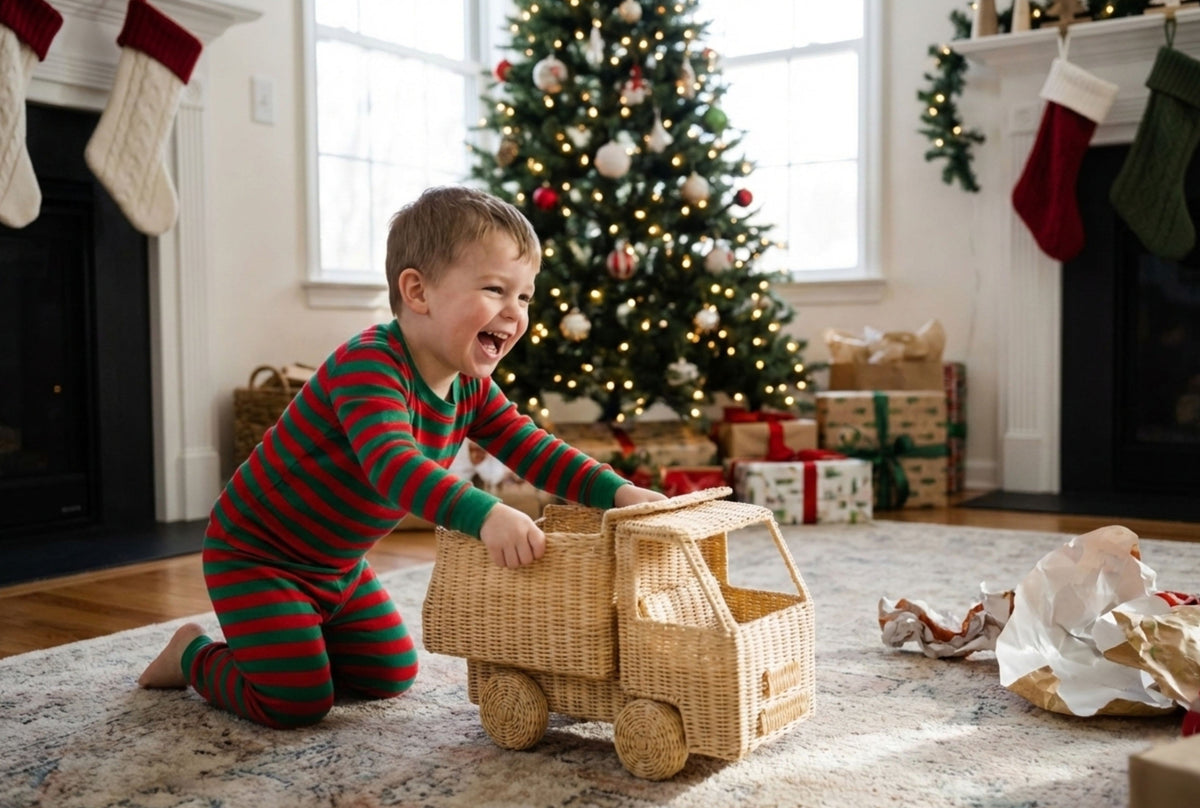 The Eco-Hauler: Handwoven Rattan Dump Truck | Kids Toy Truck