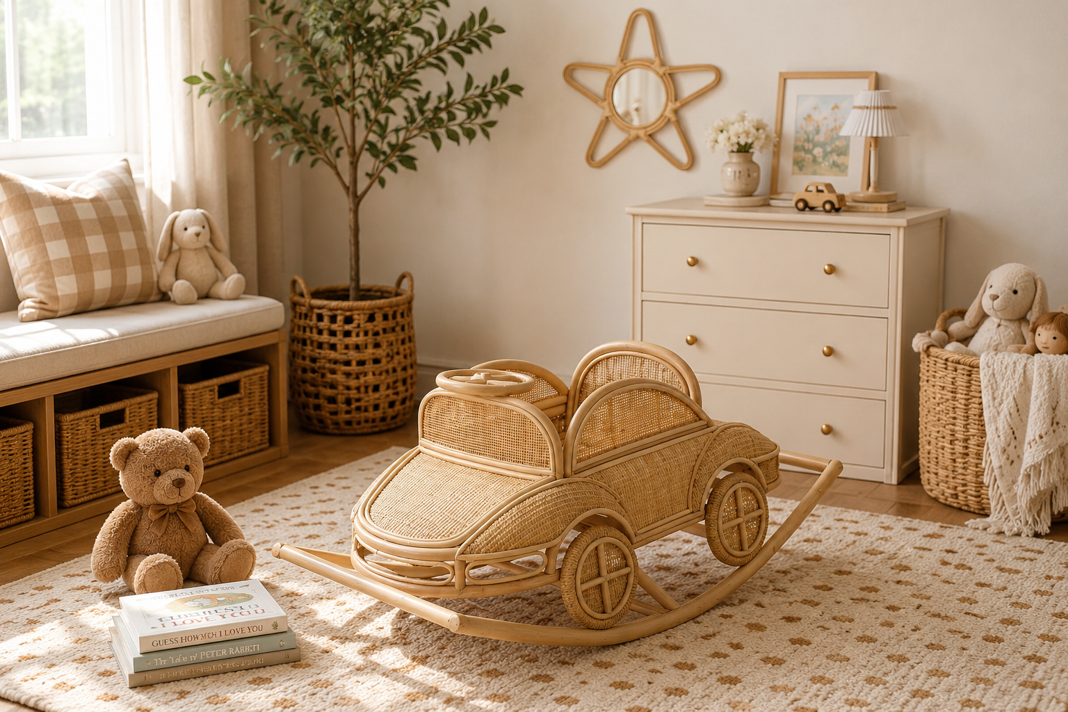 Vintage Rattan Rocking Car