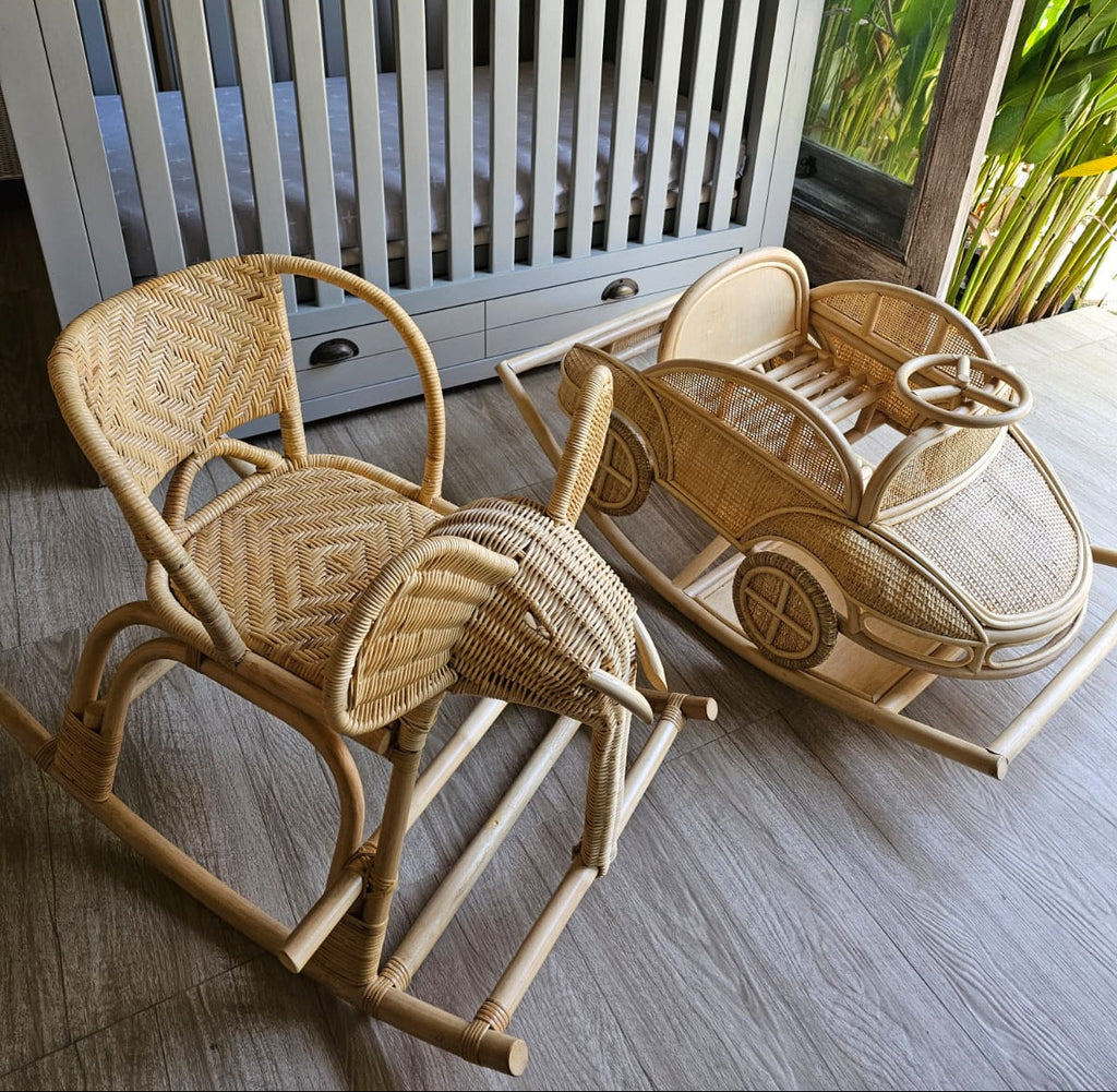 Vintage Rattan Rocking Car