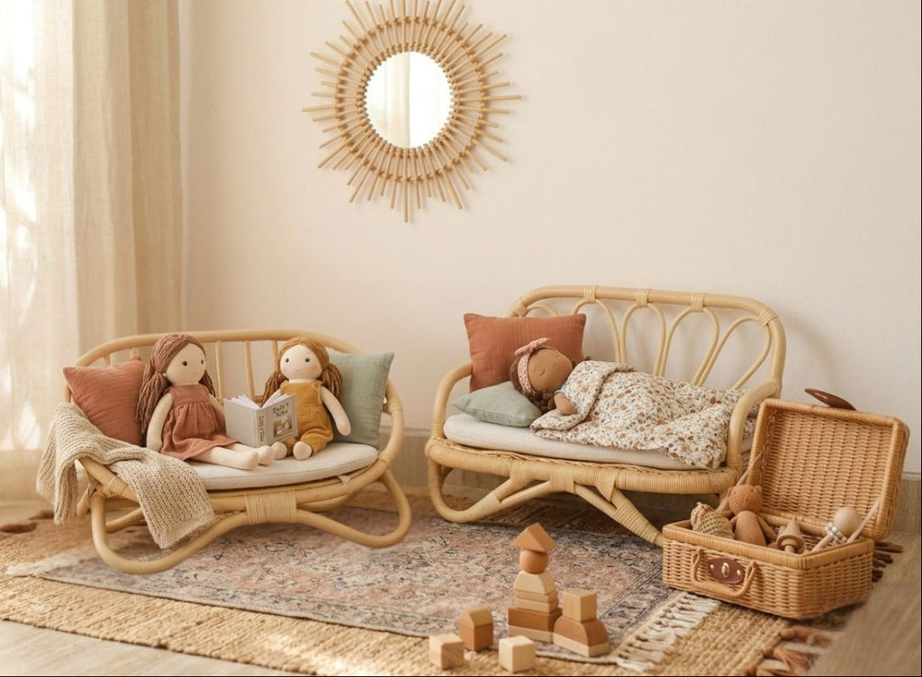 Petite Reverie Rattan Doll Couch