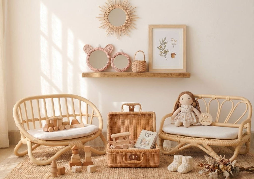 Petite Reverie Rattan Doll Couch