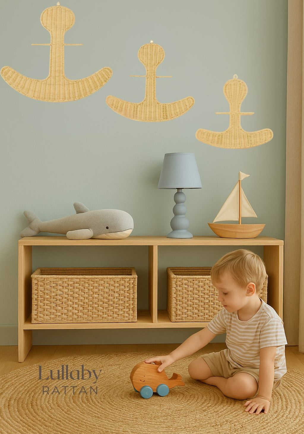 Natural Rattan Anchor Wall Decor