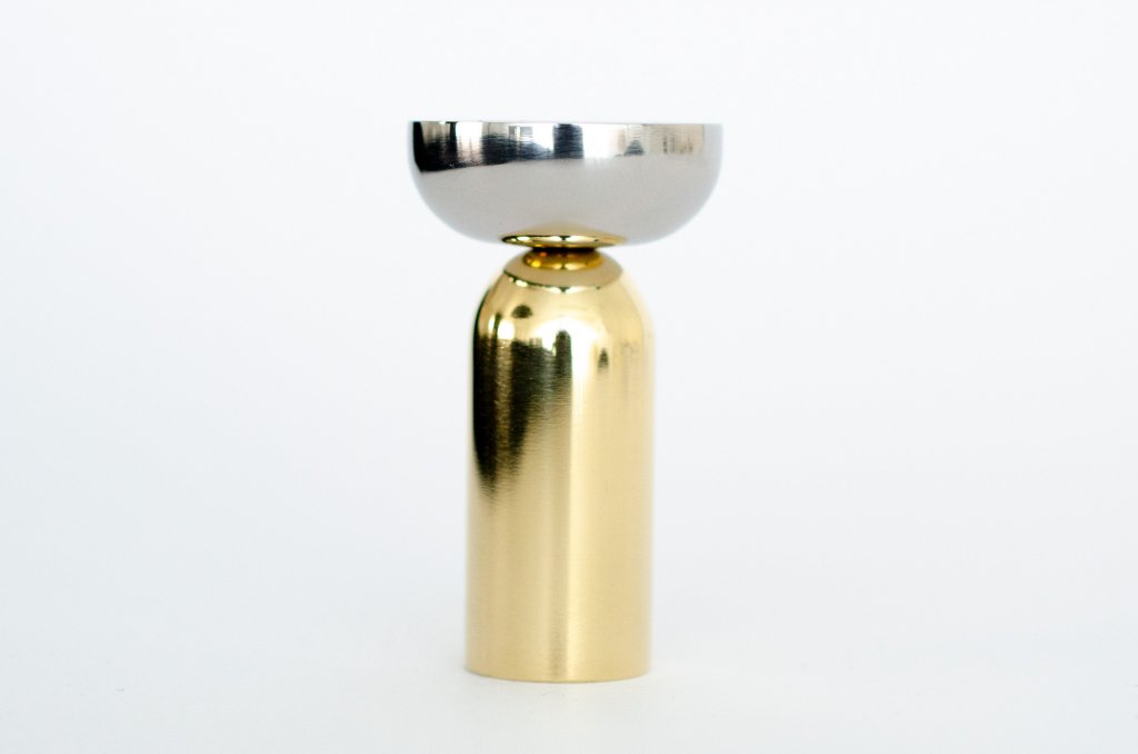 Brass and Nickel "Pedestal Bowl" Round Wall Hook