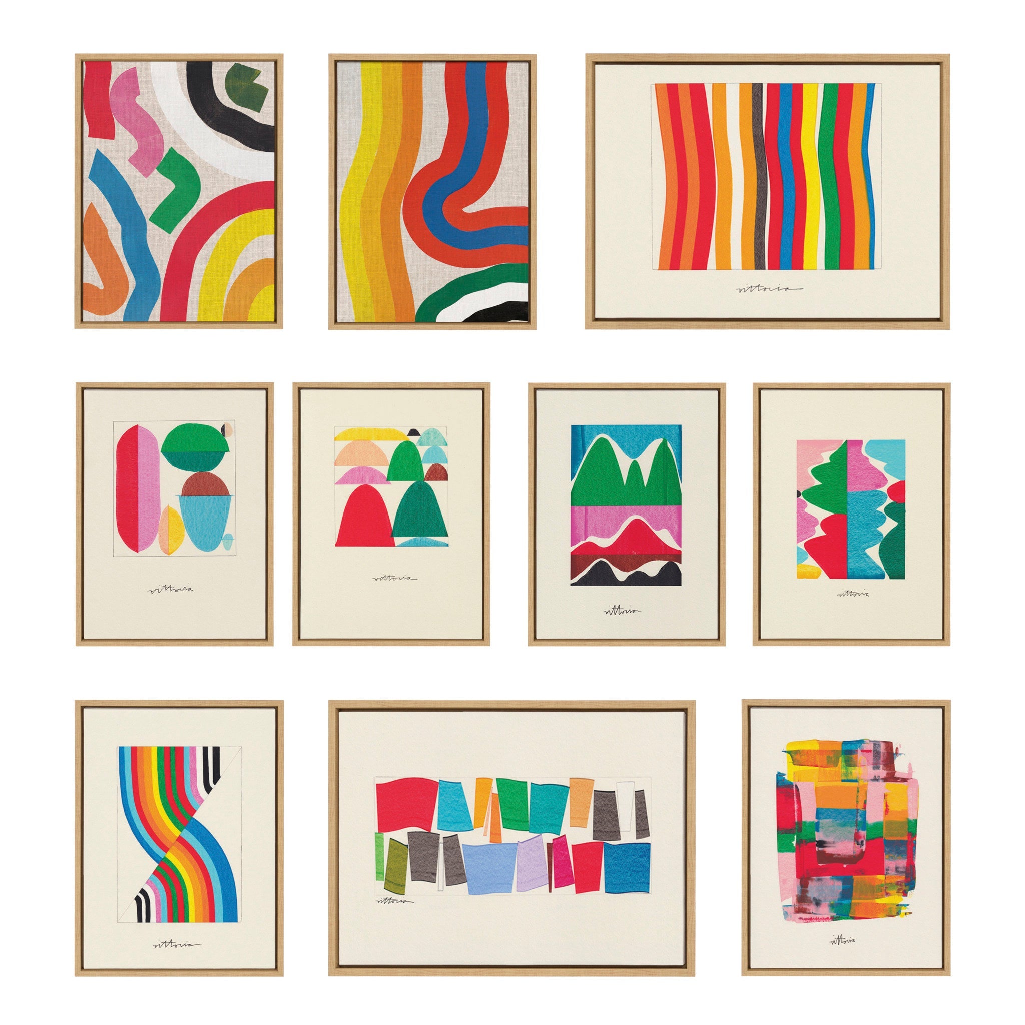 Sylvie Bright Modern Colorful Abstract Series Framed Canvas Art Set by Amber Vittoria