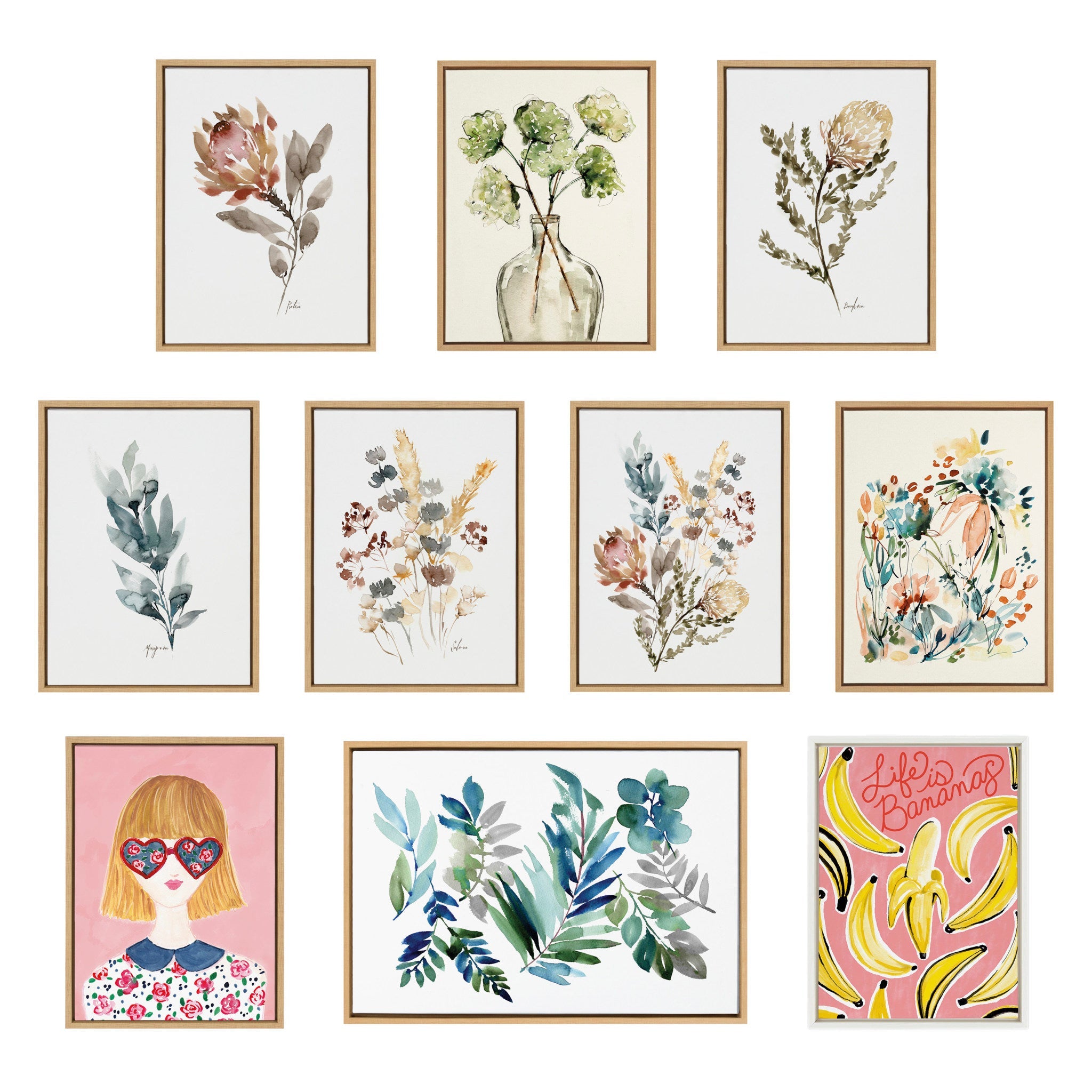 Sylvie Peach Roses and Floral Bouquet Muted Framed Canvas Art Set by Sara Berrenson