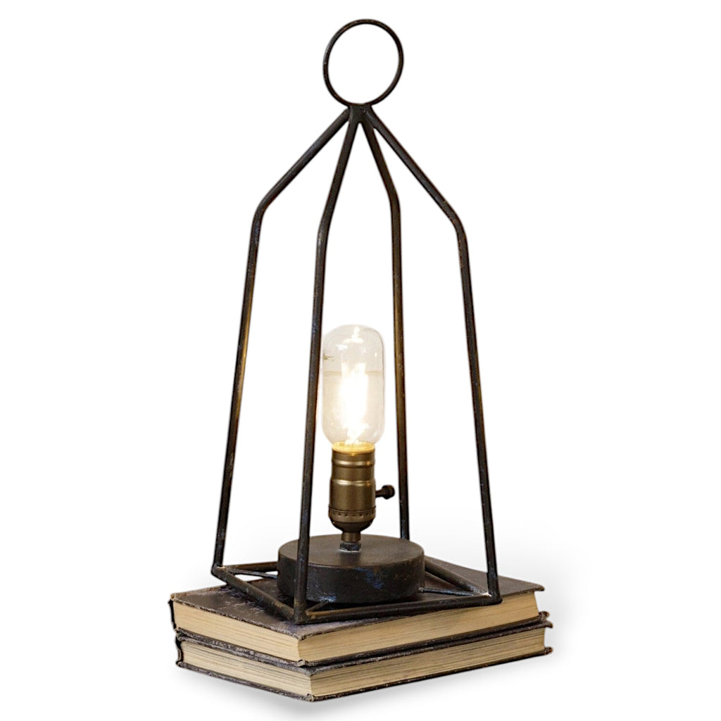 Black Iron Tabletop LED Lantern | Battery-Operated with Timer