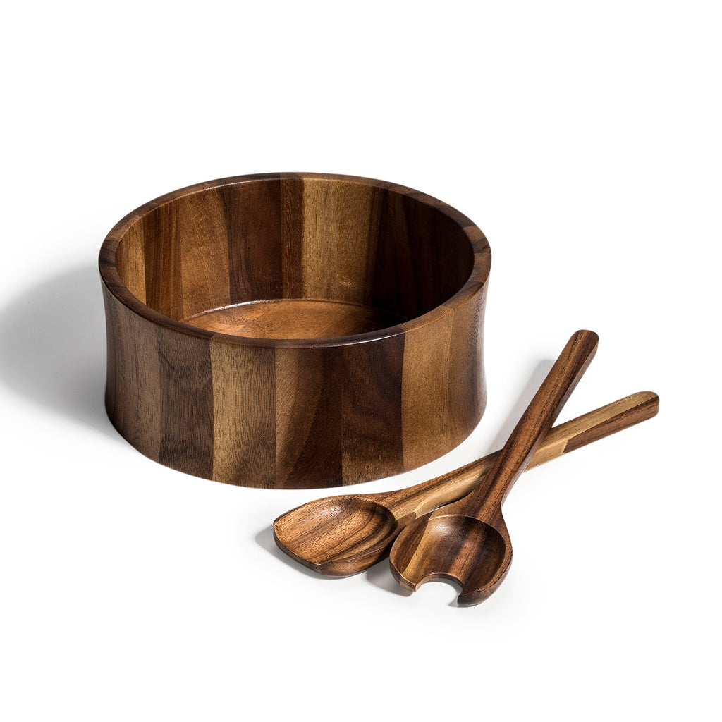 Large Acacia Salad Bowl with Servers